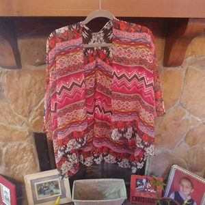 Multi patterned kimono shawl